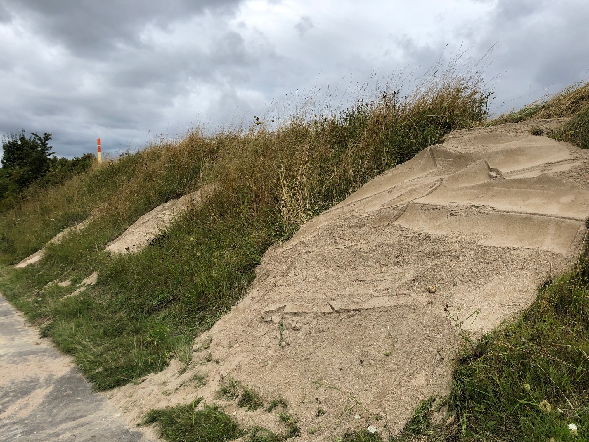 Sandbunker, hvor markfirbenet kan lægge sine æg og få varmen. 