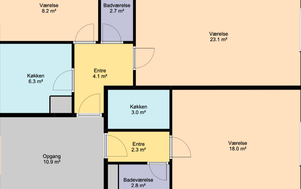 Tegning over en lejlighed