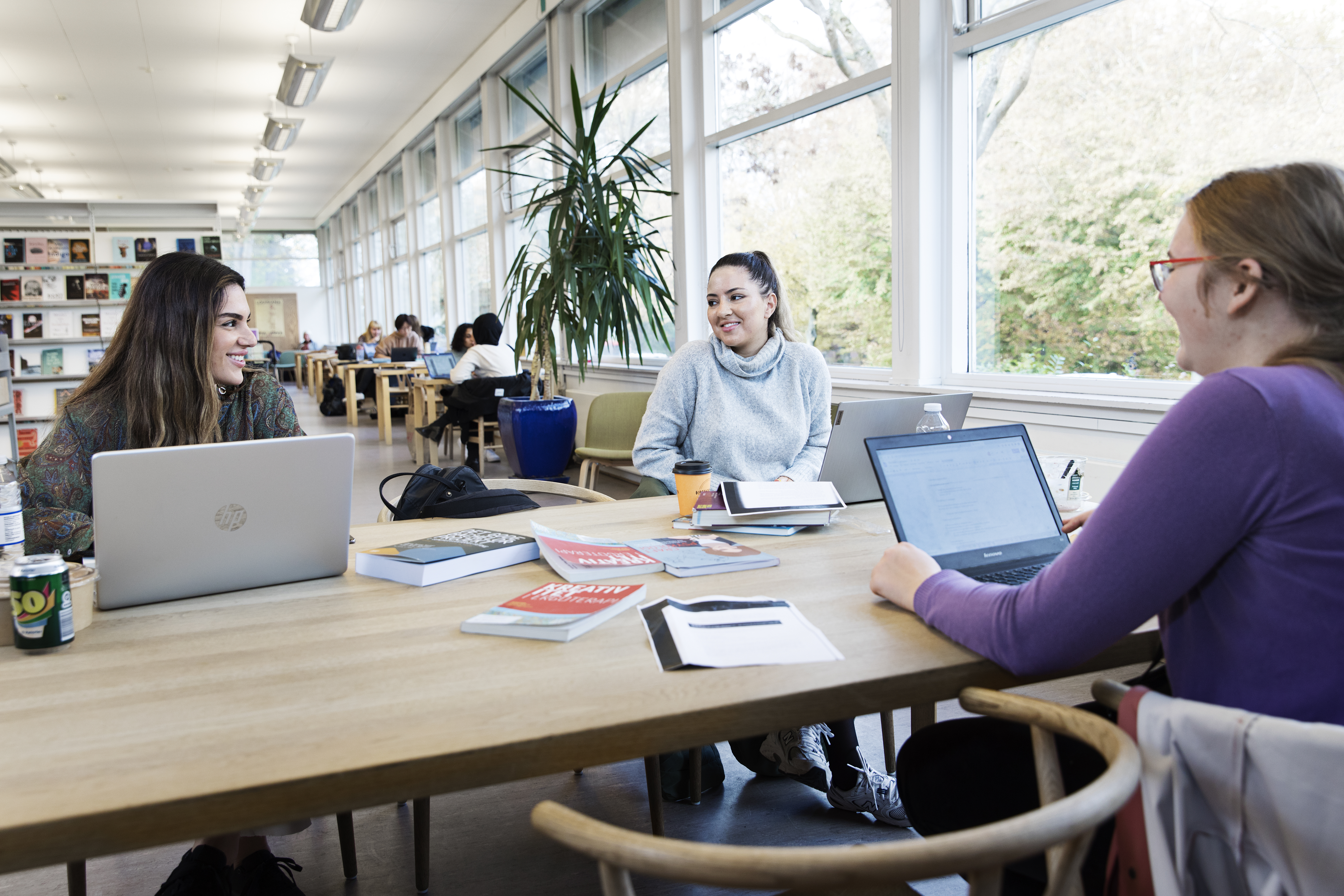 En gruppe studerende på biblioteket