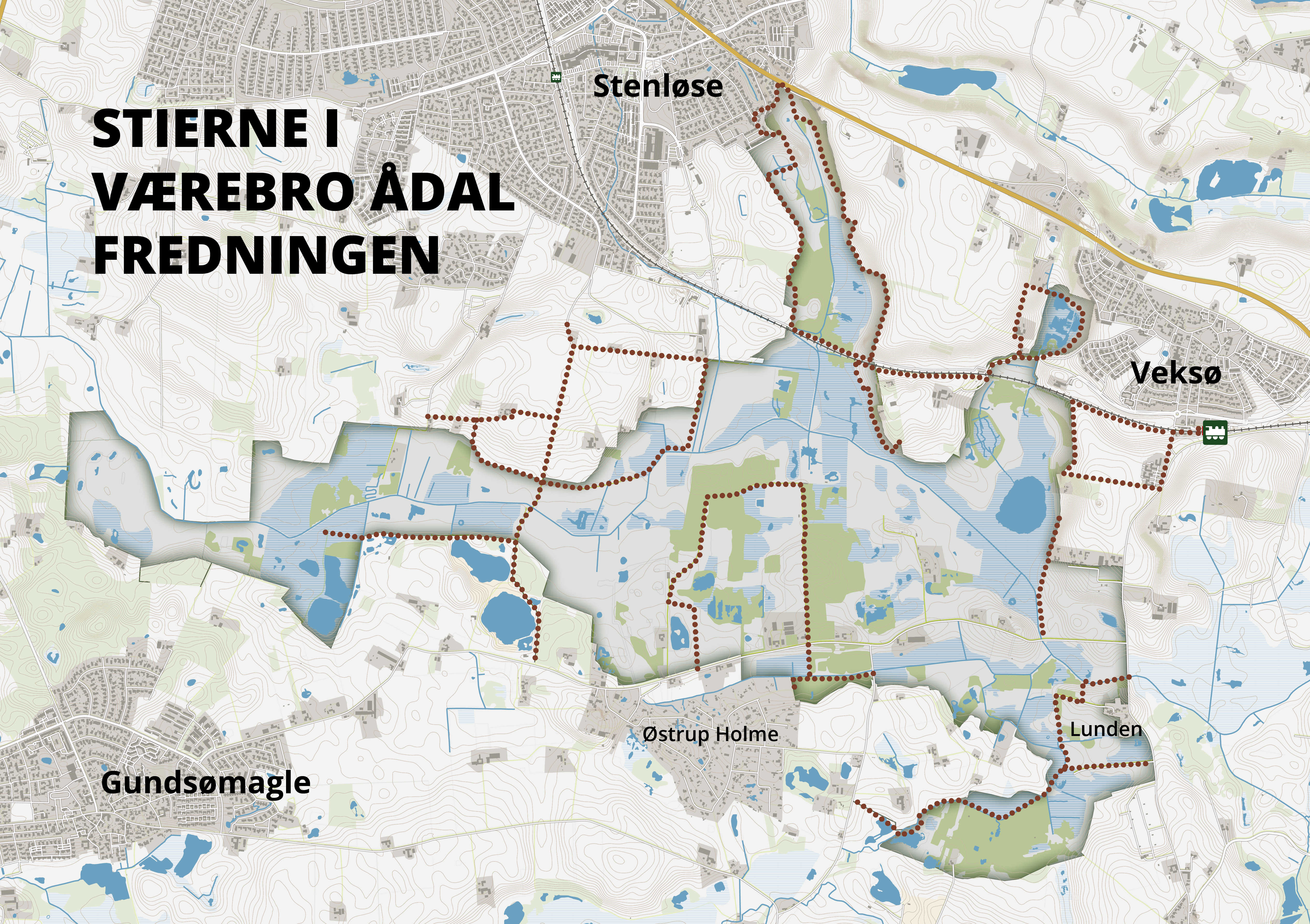 Oversigtskort over Værebro Ådal Fredningen