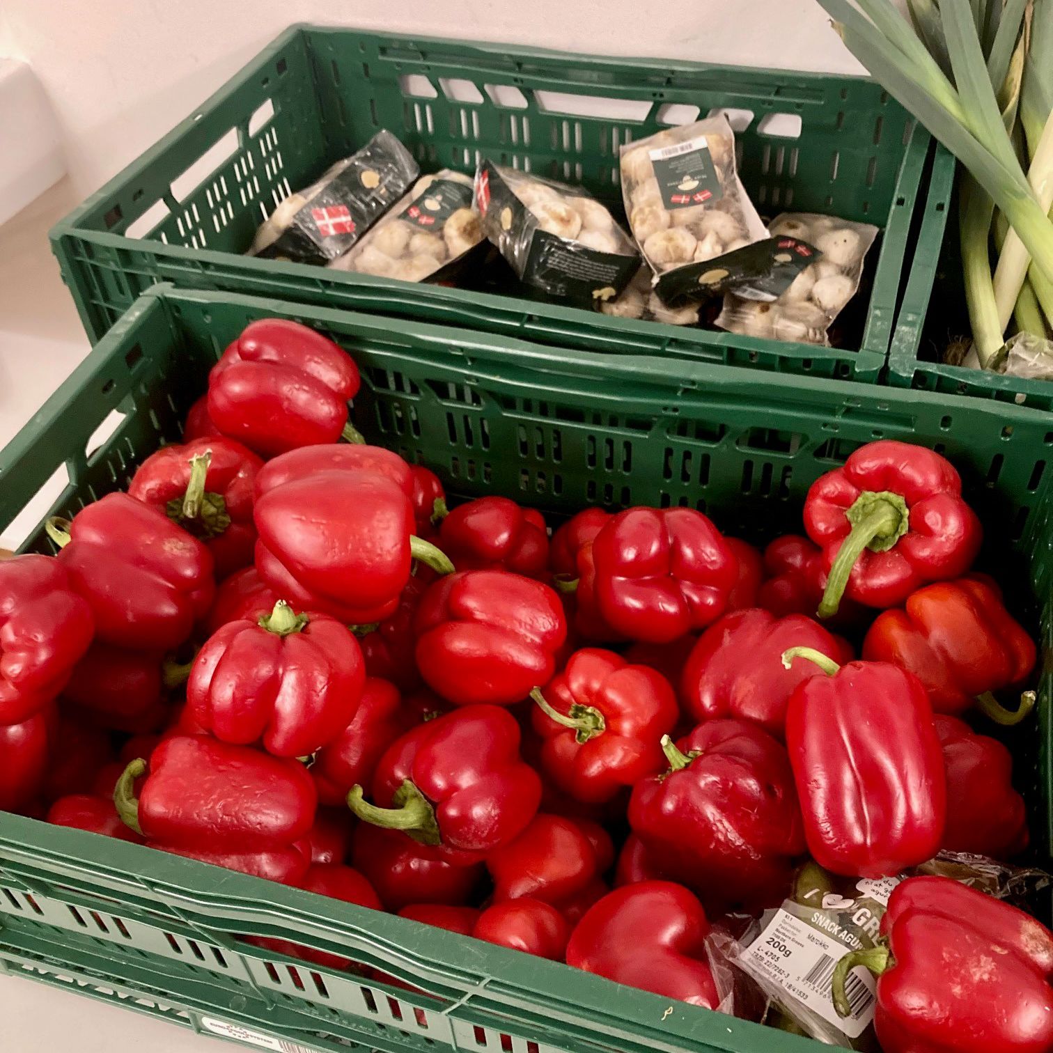Peberfrugter og champignoner