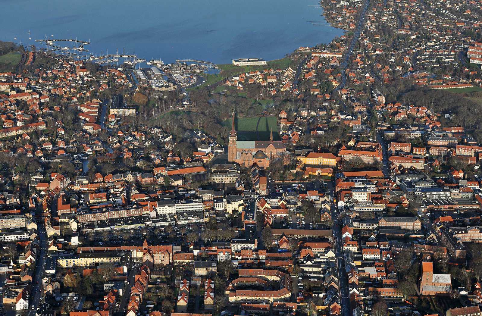 Overbliksbillede over Roskilde Bymidte